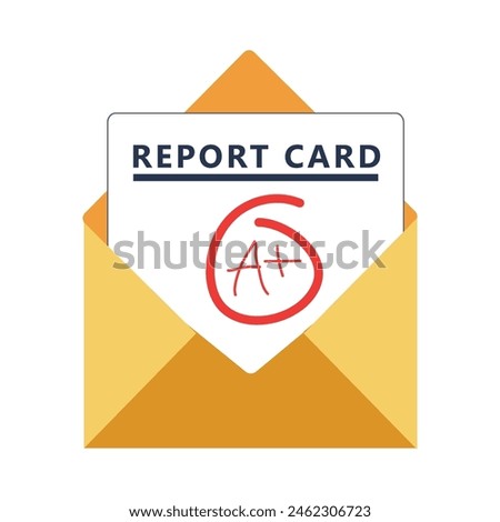 A plus report card and envelope icon Clipart image isolated on white background
