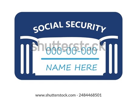 Social Security Card. Vector linear illustration isolated on white background