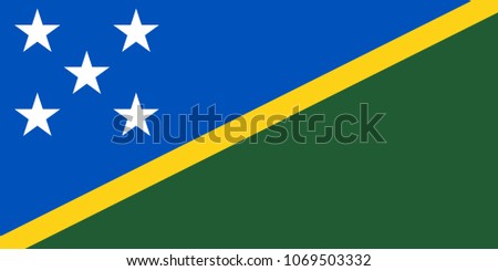 Flag of Solomon Islands official colors and proportions, vector image.