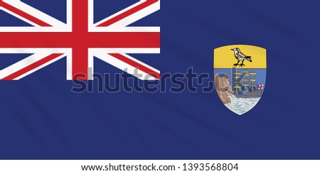 Flag Saint Helena swaying in wind, realistic vector