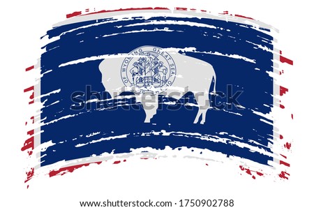 Wyoming US flag in grunge brush stroke, vector image