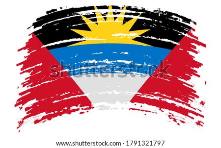 Antigua and Barbuda flag in grunge brush stroke, vector image