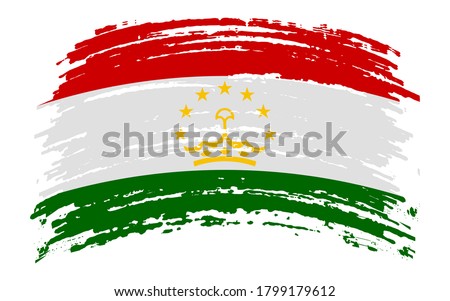 Tajikistan flag in grunge brush stroke, vector image