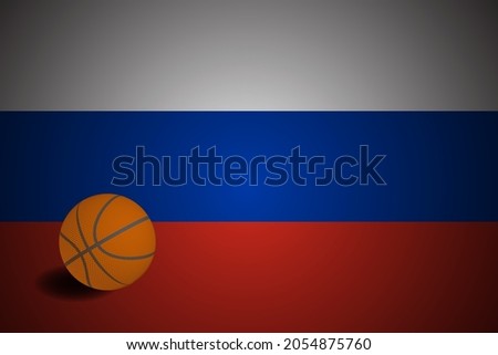 Russia flag with realistic basketball ball, vector