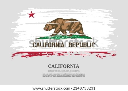 California US flag with brush stroke effect and information text poster, vector background