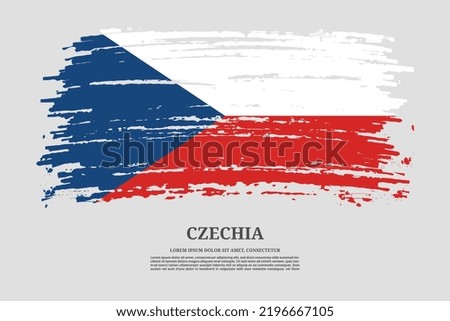 Czech flag with brush stroke effect and information text poster, vector background