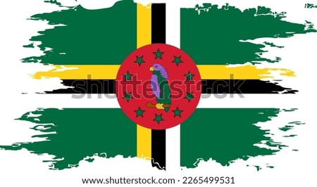Dominica flag grunge brush color image, vector