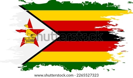 Zimbabwe flag grunge brush color image, vector