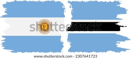 Botswana and Argentina grunge flags connection, vector