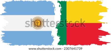 Benin and Argentina grunge flags connection, vector