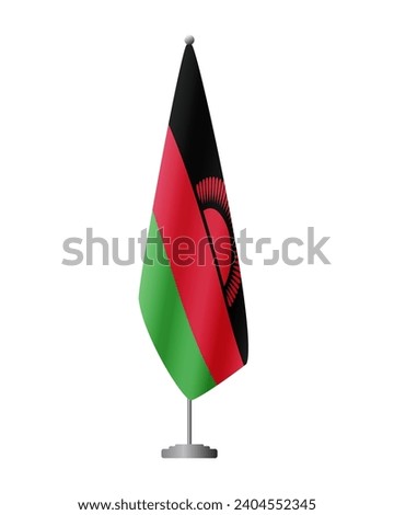 Malawi flag on flag stand for official meetings, transparent background, vector