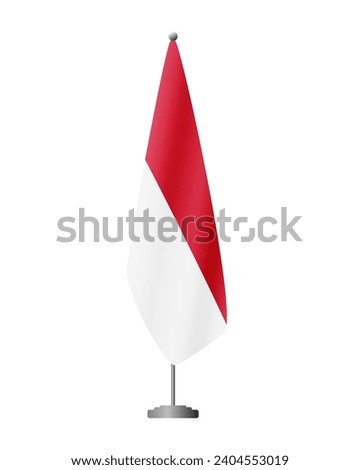 Monaco flag on flag stand for official meetings, transparent background, vector