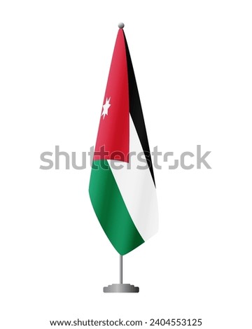 Jordan flag on flag stand for official meetings, transparent background, vector