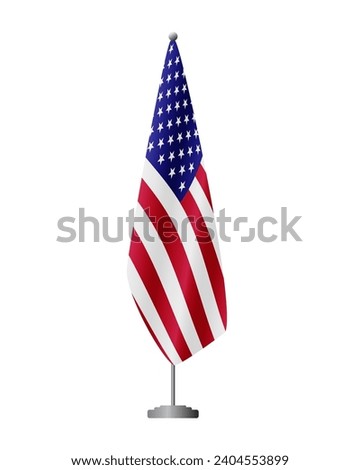 United States flag on flag stand for official meetings, transparent background, vector