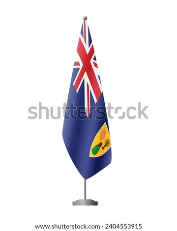 Turks and Caicos flag on flag stand for official meetings, transparent background, vector