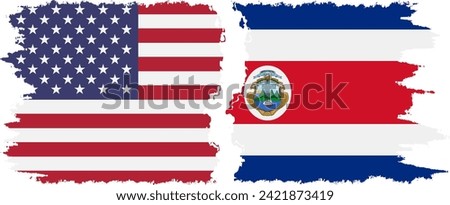 Costa Rica and USA grunge flags connection, vector