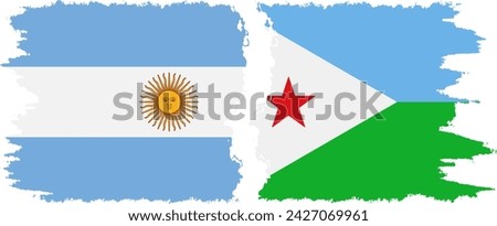 Djibouti and Argentina grunge flags connection, vector