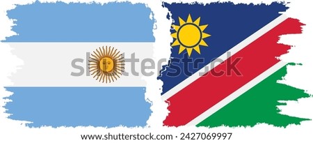 Namibia and Argentina grunge flags connection, vector