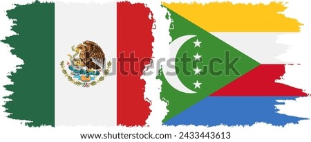 Comoros and Mexico grunge flags connection, vector