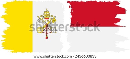 Monaco and Vatican grunge flags connection, vector