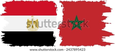 Morocco and Egypt grunge flags connection, vector