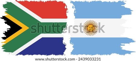 Argentina and South Africa grunge flags connection, vector