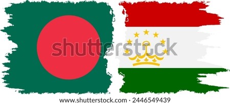 Tajikistan and Bangladesh grunge flags connection, vector