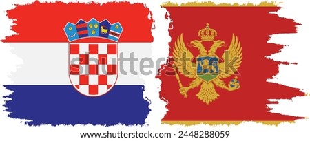 Montenegro and Croatia grunge flags connection, vector