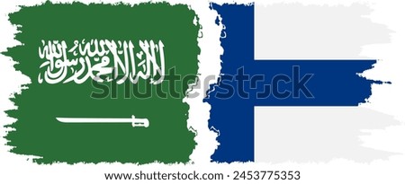Finland and Saudi Arabia grunge flags connection, vector