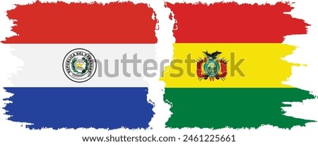 Bolivia and Paraguay grunge flags connection, vector