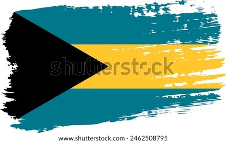 Bahamas flag, wide brush stroke on transparent background, vector.