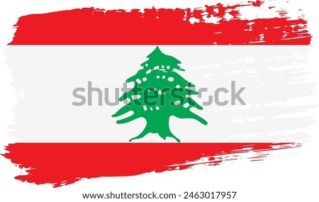 Lebanon flag, wide brush stroke on transparent background, vector.