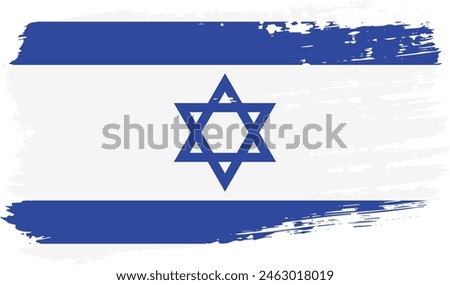 Israel flag, wide brush stroke on transparent background, vector.