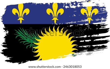 Black Guadeloupe flag, wide brush stroke on transparent background, vector.