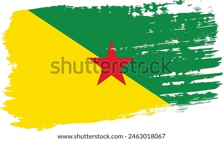 French Guiana flag, wide brush stroke on transparent background, vector.