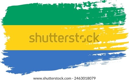 Gabon flag, wide brush stroke on transparent background, vector.