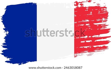 France flag, wide brush stroke on transparent background, vector.