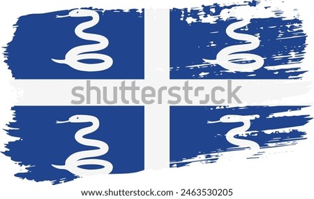 Martinique flag, wide brush stroke on transparent background, vector.