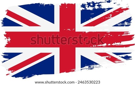 United Kingdom flag, wide brush stroke on transparent background, vector.