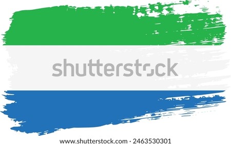 Sierra Leone flag, wide brush stroke on transparent background, vector.