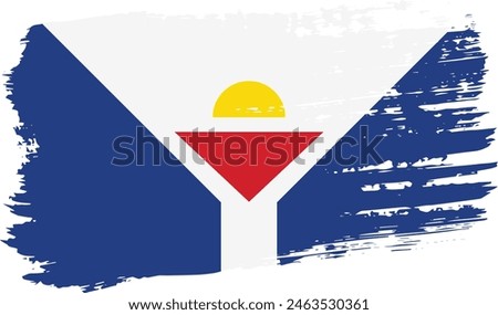 Saint Martin flag, wide brush stroke on transparent background, vector.