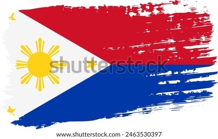 Philippines in wartime flag, wide brush stroke on transparent background, vector.