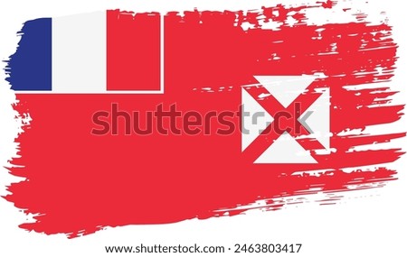 Wallis and Futuna flag, wide brush stroke on transparent background, vector.