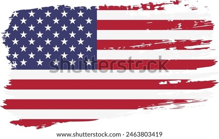 United States flag, wide brush stroke on transparent background, vector.