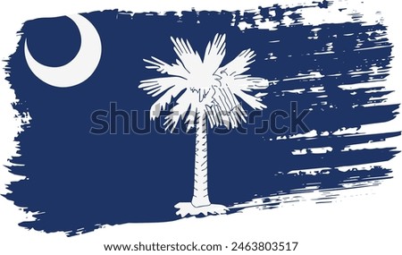 South Carolina US flag, wide brush stroke on transparent background, vector.