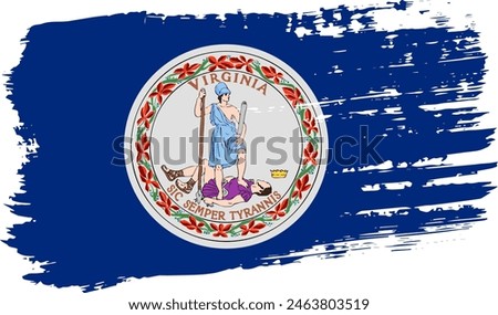 Virginia US flag, wide brush stroke on transparent background, vector.