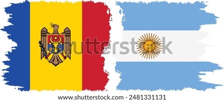 Argentina and Moldova grunge flags connection, vector