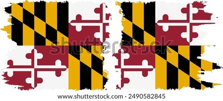 Maryland and Maryland states grunge brush flags connection, vector