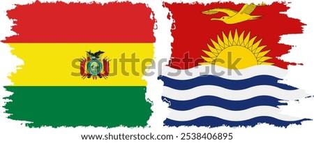 Kiribati and Bolivia grunge flags connection, vector