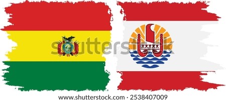 French Polynesia and Bolivia grunge flags connection, vector